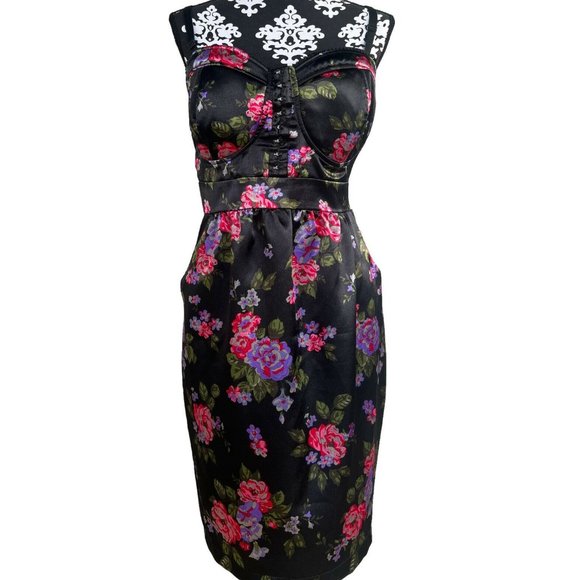 torrid Dresses & Skirts - Torrid Black Floral Pockets  Sleeveless Sweetheart Neckline Dress Size 16